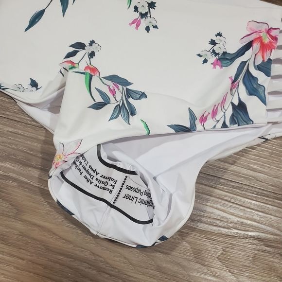 Tinibikini high waist‎ White and floral reversible bikini Size XL NEW! - Picture 4 of 8